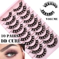 Miniatyrbilde 2 av 8: 10 Par 3D Mink DD Curl Russiske Kunstige Vipper TK01