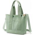 Miniatyrbillede 1 af 7: Canvas Håndtaske, Dame Canvas Skuldertaske, Canvas Skuldertaske Shopper med Lynlås til hverdag, skole, shopping, arbejde, rejser grön
