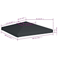 Pikkukuva 6 / 6: vidaXL Paviljongin katto 310 g/m² 3x3 m harmaa Grey gray