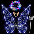 Miniatyrbillede 1 af 7: Glitrende fevinger til voksne, LED-pandebånd og stjerner til karnevalsfeer Dragonfly white Dragonfly white