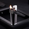 Miniatyrbild 2 av 4: Portabel Metallpipa Tändare Vikbar Öppen Låga Liten Tändare för Pojkvän Make Gåva Separat Separate Square Black