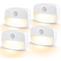 Miniatyrbillede 1 af 4: LED bevægelsessensor natlampe, [4 pak] Stick-On natlampe batteridrevet, gang, skab, køkken, varmt hvidt lys 4 stk four