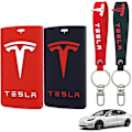 Miniatyrbilde 1 av 4: Tesla Nøkkelkortholder, Tesla Nøkkelkortholder Modell Y/3, Silikonetui med nøkkelring for Tesla-tilbehør, 2 stk, rød og svart