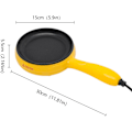 Miniatyrbillede 4 af 6: Mini Elektrisk Stegepande 6 Tommer Rund Form Elektrisk Køkken Stegepande med Træspatel 450W Rustfrit Stål Stegepande Gul Yellow