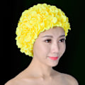 Miniatyrbillede 1 af 5: 3D Vintage Blomstret Dame Badehat Petal Retro Svømmehat Blomst yellow