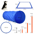 Miniatyrbillede 2 af 4: UISEBRT Agility Træningssæt til Hunde med Slalomstænger Justerbar Springring Tunnel Springstang Blå og O blue and orange