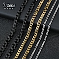 Miniatyrbillede 2 af 6: Uzone Basic Punk Rustfrit Stål 3,5,7mm Kantsten Cubansk Halskæde til Mænd Kvinder Guldfarve Ledkæde Chokers Solid Metal Smykker Guldfarve Guldfarve Gold color 40cm 5mm