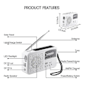 Pikkukuva 2 / 3: Hätäradio aurinko- ja käsikäyttöisellä virransyötöllä, akun USB-latauksella FM/AM-radio LED-taskulamppu puhelimen laturi