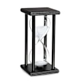 Miniatyrbillede 1 af 5: 20 Minutters Timeglas Hvidt Sand Timer Træ Sort Stand Timeglas Ur til Kontor Køkken Indretning Hjem - 20min Hvidt Sand