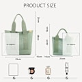 Miniatyrbillede 2 af 7: Canvas Håndtaske, Dame Canvas Skuldertaske, Canvas Skuldertaske Shopper med Lynlås til hverdag, skole, shopping, arbejde, rejser grön