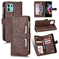 Miniatyrbillede 1 af 5: Etui til Motorola Edge 20 Fusion Beskyttelse Lynlås Magnetisk Tegnebog Kortholder PU Læder Flip Etui Brun{GKS} Brown A