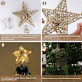 Miniatyrbilde 6 av 6: Juletrestjerne med Lys, Glitrende Juletrestjerne med LED Lys Ornament Fest Hjem Dekor Julepynt