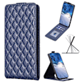 Miniatyrbild 4 av 5: Vertikalt Vändbart Stötsäkert Skal för Iphone 15 PU Läder Präglat Telefonfodral Blue