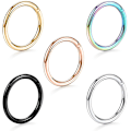 Miniatyrbillede 1 af 6: #Sæt med 5 næseringe i rustfrit stål 1,0 mm*6 mm 5 farver Cool huller#