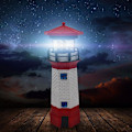 Miniatyrbild 2 av 5: LED Solcellsdriven Fyrtornssensor Beacon Roterande Lampa Staty Trädgård Utomhusbelysning Red