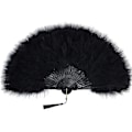 Miniatyrbillede 1 af 5: Fjer Vifte, Vintage Folde Vifte Flapper Håndvifte - Black