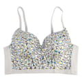 Miniatyrbild 1 av 5: Glittrande Topp för Kvinnor, Dans-Crop Top med Pärlor L