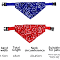 Pikkukuva 2 / 6: 2 kpl koiran kaulahuivia, viilentävä koiran kaulapanta, koiran bandana huivi, säädettävä koiran kaulapanta pienille ja keskisuurille koirille ja kissoille (punainen, sininen)