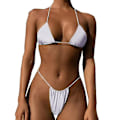 Miniatyrbilde 1 av 2: Dame Todelt Badetøy Sexy Badetøy Halter String Triangle Bikini S HVIT WHITE S