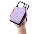 Pikkukuva 5 / 5: Puhelinkotelo iPhone 15 Pro Maxille, RFID-suojattu PU-nahkapäällysteinen TPU-kuori rannekkeella Purple