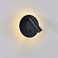Miniatyrbillede 1 af 5: LED væglampe, sengelampe til læsning, 9W LED vægspot (3000K varm hvid) sort (rund form)