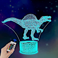 Miniatyrbillede 1 af 5: Dinosaur 3D Natlampe Spinosaurus Illusion LED Sengelampe 16