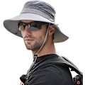 Miniatyrbilde 1 av 4: Solhatt for menn UV-beskyttelse safarihatt sommer utendørs fiskehatt grå