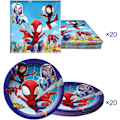 Pikkukuva 3 / 5: Spidey ja hänen uskomattomat ystävänsä syntymäpäiväteemallinen setti, 20 kpl lautasia ja 20 kpl servettejä