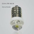 Miniatyrbild 4 av 5: 3/4,5/6V 0,5W Glödlampslampa 6000K Vit LED E10 Sockel 3V