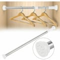 Miniatyrbillede 1 af 5: 50-80CM Bruseforhængsstang i rustfrit stål med gummibelægning, teleskopstang til garderobe/badekar/vindue/tørretumbler【GKS】