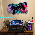 Miniatyrbild 3 av 5: 3D Gamer Väggdekaler, Gamer Poster Väggdekoration, Pojkrum Väggdekal, Modern Vardagsrumsdekoration Väggdekaler, Pojkstudentrum Väggdekal, Di