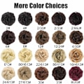 Miniatyrbilde 5 av 5: 1 stk. rufsete hårknute hårstykke extension krøllete bølgete rufsete syntetisk chignon for kvinner oppsatt hårstykke Dark Auburn Mixed#