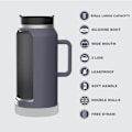 Miniatyrbilde 5 av 5: Vannflaske 64oz Tumbler med Håndtak og Sugerør Halv Gallon Isolerende Rustfritt 2