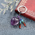 Miniatyrbilde 2 av 5: Naturlig Ametyst Hjerte Krystall Nøkkelring 7 Chakra Healing Edelsten Nøkkelring Anheng for Kvinner