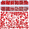 Miniatyrbilde 3 av 5: 2000 stk. flatback-steiner rhinestones 6 størrelser (rød)