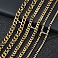 Miniatyrbillede 3 af 6: Uzone Basic Punk Rustfrit Stål 3,5,7mm Kantsten Cubansk Halskæde til Mænd Kvinder Guldfarve Ledkæde Chokers Solid Metal Smykker Guldfarve Guldfarve Gold color 40cm 5mm