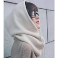 Miniatyrbillede 1 af 4: Dames vinterhue i kashmir strikket hætte tørklæde balaclava windpro