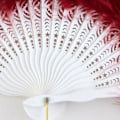 Miniatyrbillede 5 af 5: Fjer Vifte, Vintage Folde Vifte Flapper Håndvifte - Red