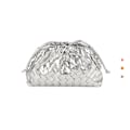 Miniatyrbillede 1 af 5: PU Vævet Taske Satchel Cloud Mini Læder Clutch Taske Silver