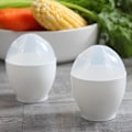 Miniatyrbilde 1 av 5: 2-pakning Mikrobølgeovn Eggkoker Mini e Damp Eggkopp Dampede Verktøy