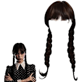Miniatyrbilde 1 av 7: Jente Addams Family Kostyme Parykk Wednesday Addams Parykk black