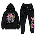 Miniatyrbild 2 av 5: High Street Spider Hoodie Spider Print Halloween Y2k Vinter Hoodie Och Byxor Unisex Pullover Ny Halloween Casual Hoodie Svart Black S