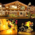 Miniatyrbild 3 av 5: 2 x 10m Batteridrivna LED-slingor 100 LED-lampor Timerfunktion med Fjärrkontroll IP65 för Jul Bröllop Fest Hem Trädgård Yellow light
