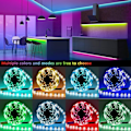 Pikkukuva 2 / 4: LED-nauhat Bluetooth Smart -sovelluksella, musiikkitahdistuksella, värinmuutoksella, RGB LED-nauha kaukosäätimellä ja virtalähteellä 20M