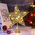 Miniatyrbilde 2 av 6: Juletrestjerne med Lys, Glitrende Juletrestjerne med LED Lys Ornament Fest Hjem Dekor Julepynt