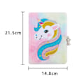 Miniatyrbillede 2 af 4: Pige-Børns Unicorn Hemmelig Dagbog med Lås og Nøgle Fuzzy Plush Journal Notebook Julegave