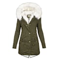 Miniatyrbilde 4 av 4: Dame Fleecejakke med hette Casual Langærmet Varm Yttertøy for høst og vinter Nyhet army green army green s