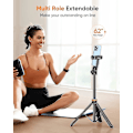 Miniatyrbild 2 av 5: 62\" Telefonstativ, Eucos Selfie Stick Stativ med Fjärrkontroll, Uppgraderat Iphone Stativ & Resestativ, Stabilast Mobiltelefonstativ【GKS】