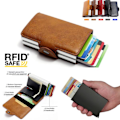 Pikkukuva 3 / 11: Korttikotelo RFID-signaalin estolla - Nahka 5 väriä Sininen Red Red PU Leather 12 cards