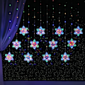 Miniatyrbilde 1 av 8: Fargerike 3m Snøflaggardin med LED-lys, USB-jullys for innendørs belysning färgglad färgglad Schneeflocken - 3m